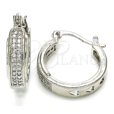 Rhodium Gold Filled Small Hoop, with White Micro Pave, Polished, Rhodium Finish, 02.210.0270.4.20