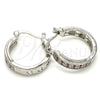 Rhodium Plated Small Hoop, with Garnet and White Micro Pave, Polished, Rhodium Finish, 02.210.0270.5.20