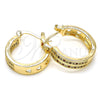 Oro Laminado Small Hoop, Gold Filled Style with Garnet and White Micro Pave, Polished, Golden Finish, 02.210.0271.1.20