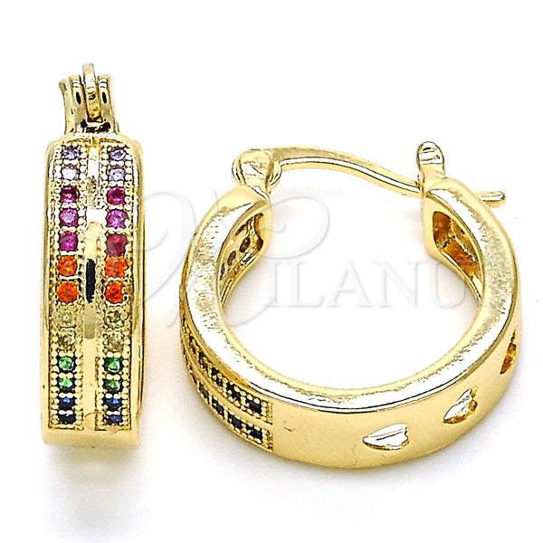 Gold Filled Hoop Earrings — Small Hoop with Multicolor Micro Pave Polished 02. — main product view — SKU 126974 | Oro Laminado aretes de aro — Small Hoop with Multicolor Micro Pave pulido 02. — SKU 126974
