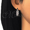 Rhodium Gold Filled Small Hoop, with Garnet and White Micro Pave, Polished, Rhodium Finish, 02.210.0271.5.20