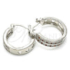 Rhodium Gold Filled Small Hoop, with Garnet and White Micro Pave, Polished, Rhodium Finish, 02.210.0271.5.20