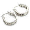Rhodium Gold Filled Small Hoop, with Garnet and White Micro Pave, Polished, Rhodium Finish, 02.210.0271.5.20