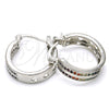 Rhodium Plated Small Hoop, with Multicolor Micro Pave, Polished, Rhodium Finish, 02.210.0271.7.20