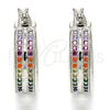 Rhodium Gold Filled Small Hoop, with Multicolor Micro Pave, Polished, Rhodium Finish, 02.210.0271.7.20