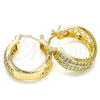 Oro Laminado Small Hoop, Gold Filled Style with White Cubic Zirconia, Polished, Golden Finish, 02.210.0273.20