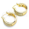 Oro Laminado Small Hoop, Gold Filled Style with White Cubic Zirconia, Polished, Golden Finish, 02.210.0273.20