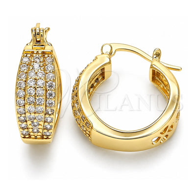 Oro Laminado Small Hoop, Gold Filled Style with White Cubic Zirconia, Polished, Golden Finish, 02.210.0273.20