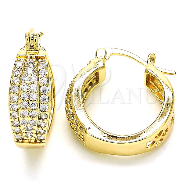 Gold Filled Hoop Earrings — Small Hoop with White Cubic Zirconia Polished 02. — main product view — SKU 126989 | Oro Laminado aretes de aro — Small Hoop with blanco Cubic Zirconia pulido 02. — SKU 126989