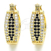 Oro Laminado Small Hoop, Gold Filled Style with Black and White Cubic Zirconia, Polished, Golden Finish, 02.210.0273.2.20