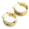 Oro Laminado Small Hoop, Gold Filled Style with Black and White Cubic Zirconia, Polished, Golden Finish, 02.210.0273.2.20