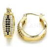 Oro Laminado Small Hoop, Gold Filled Style with Black and White Cubic Zirconia, Polished, Golden Finish, 02.210.0273.2.20