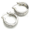 Rhodium Plated Small Hoop, with White Cubic Zirconia, Polished, Rhodium Finish, 02.210.0273.4.20
