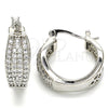 Rhodium Plated Small Hoop, with White Cubic Zirconia, Polished, Rhodium Finish, 02.210.0273.4.20