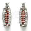 Rhodium Plated Small Hoop, with Garnet and White Cubic Zirconia, Polished, Rhodium Finish, 02.210.0273.5.20