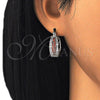 Rhodium Gold Filled Small Hoop, with Garnet and White Cubic Zirconia, Polished, Rhodium Finish, 02.210.0273.5.20
