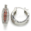 Rhodium Gold Filled Small Hoop, with Garnet and White Cubic Zirconia, Polished, Rhodium Finish, 02.210.0273.5.20