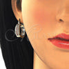Oro Laminado Small Hoop, Gold Filled Style with Garnet and White Cubic Zirconia, Polished, Golden Finish, 02.210.0274.1.20