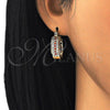 Oro Laminado Small Hoop, Gold Filled Style with Garnet and White Cubic Zirconia, Polished, Golden Finish, 02.210.0274.1.20