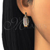 Oro Laminado Small Hoop, Gold Filled Style with Garnet and White Cubic Zirconia, Polished, Golden Finish, 02.210.0274.1.20