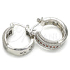 Rhodium Plated Small Hoop, with Garnet and White Cubic Zirconia, Polished, Rhodium Finish, 02.210.0274.5.20