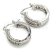 Rhodium Plated Small Hoop, with Garnet and White Cubic Zirconia, Polished, Rhodium Finish, 02.210.0274.5.20