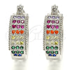 Rhodium Plated Small Hoop, with Multicolor Cubic Zirconia, Polished, Rhodium Finish, 02.210.0274.7.20