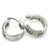 Rhodium Plated Small Hoop, with Multicolor Cubic Zirconia, Polished, Rhodium Finish, 02.210.0274.7.20