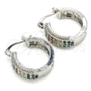 Rhodium Plated Small Hoop, with Multicolor Cubic Zirconia, Polished, Rhodium Finish, 02.210.0274.7.20