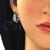 Oro Laminado Small Hoop, Gold Filled Style Flower Design, with White Cubic Zirconia, Polished, Golden Finish, 02.210.0275.15