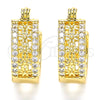 Oro Laminado Small Hoop, Gold Filled Style Flower Design, with White Cubic Zirconia, Polished, Golden Finish, 02.210.0275.15