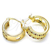 Oro Laminado Small Hoop, Gold Filled Style Flower Design, with Garnet and White Cubic Zirconia, Polished, Golden Finish, 02.210.0275.1.15