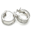 Rhodium Plated Small Hoop, Flower Design, with White Cubic Zirconia, Polished, Rhodium Finish, 02.210.0275.4.15