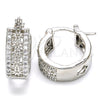 Rhodium Plated Small Hoop, Flower Design, with White Cubic Zirconia, Polished, Rhodium Finish, 02.210.0275.4.15