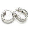 White Gold Filled Small Hoop, Flower Design, with White Cubic Zirconia, Polished, Rhodium Finish, 02.210.0275.4.15