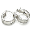 Rhodium Gold Filled Small Hoop, Flower Design, with White Cubic Zirconia, Polished, Rhodium Finish, 02.210.0275.4.15