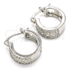 Rhodium Gold Filled Small Hoop, Flower Design, with White Cubic Zirconia, Polished, Rhodium Finish, 02.210.0275.4.15