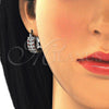 White Gold Filled Small Hoop, Flower Design, with Garnet and White Cubic Zirconia, Polished, Rhodium Finish, 02.210.0275.6.15