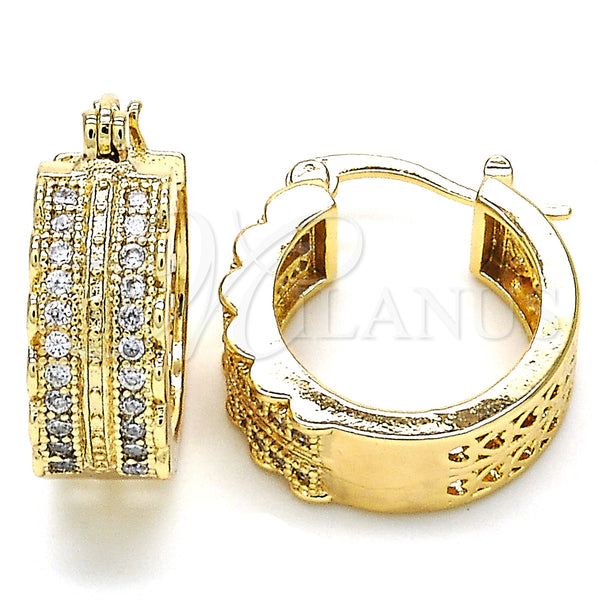 Gold Filled Hoop Earrings — Small Hoop with White Cubic Zirconia Polished 02. — main product view — SKU 127014 | Oro Laminado aretes de aro — Small Hoop with blanco Cubic Zirconia pulido 02. — SKU 127014