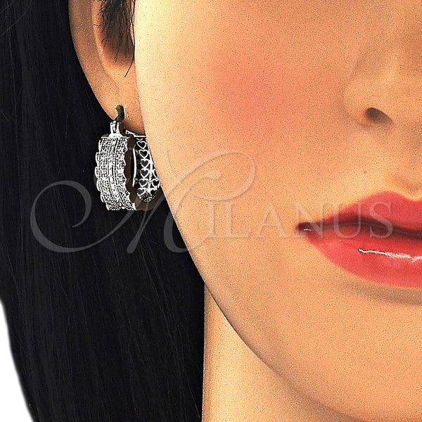 White Gold Filled Hoop Earrings — Small Hoop with White Cubic Zirconia Polished 02. — alternate product view — SKU 127018 | Oro Laminado Blanco aretes de aro — Small Hoop with blanco Cubic Zirconia pulido 02. — SKU 127018