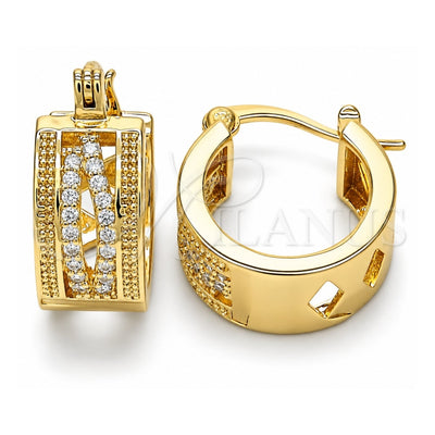 Oro Laminado Small Hoop, Gold Filled Style with White Micro Pave, Polished, Golden Finish, 02.210.0277.15