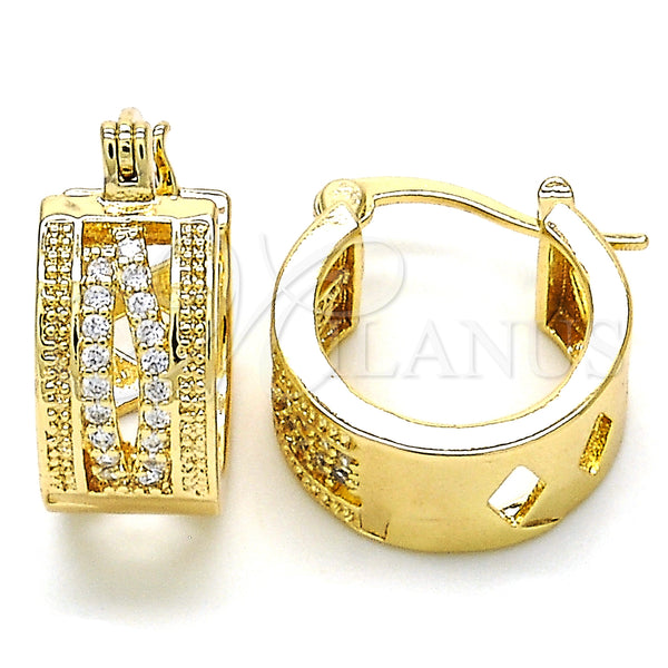 Gold Filled Hoop Earrings — Small Hoop with White Micro Pave Polished 02. — main product view — SKU 127022 | Oro Laminado aretes de aro — Small Hoop with blanco Micro Pave pulido 02. — SKU 127022