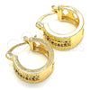 Oro Laminado Small Hoop, Gold Filled Style with Garnet and White Micro Pave, Polished, Golden Finish, 02.210.0277.1.15