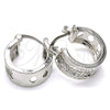 Rhodium Plated Small Hoop, with White Micro Pave, Polished, Rhodium Finish, 02.210.0277.4.15