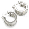 Rhodium Plated Small Hoop, with White Micro Pave, Polished, Rhodium Finish, 02.210.0277.4.15