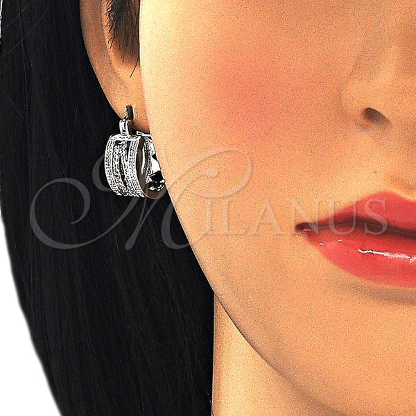 White Gold Filled Hoop Earrings — Small Hoop with White Micro Pave Polished 02. — alternate product view — SKU 127026 | Oro Laminado Blanco aretes de aro — Small Hoop with blanco Micro Pave pulido 02. — SKU 127026