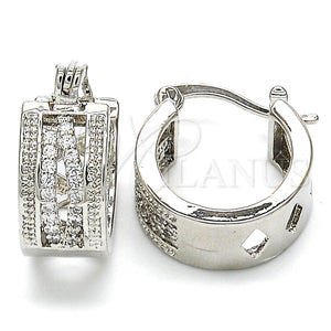 White Gold Filled Hoop Earrings — Small Hoop with White Micro Pave Polished 02. — main product view — SKU 127026 | Oro Laminado Blanco aretes de aro — Small Hoop with blanco Micro Pave pulido 02. — SKU 127026