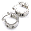 Rhodium Plated Small Hoop, with Black and White Micro Pave, Polished, Rhodium Finish, 02.210.0277.6.15