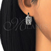 Rhodium Gold Filled Small Hoop, with Black and White Micro Pave, Polished, Rhodium Finish, 02.210.0277.6.15