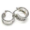 Rhodium Gold Filled Small Hoop, with Black and White Micro Pave, Polished, Rhodium Finish, 02.210.0277.6.15